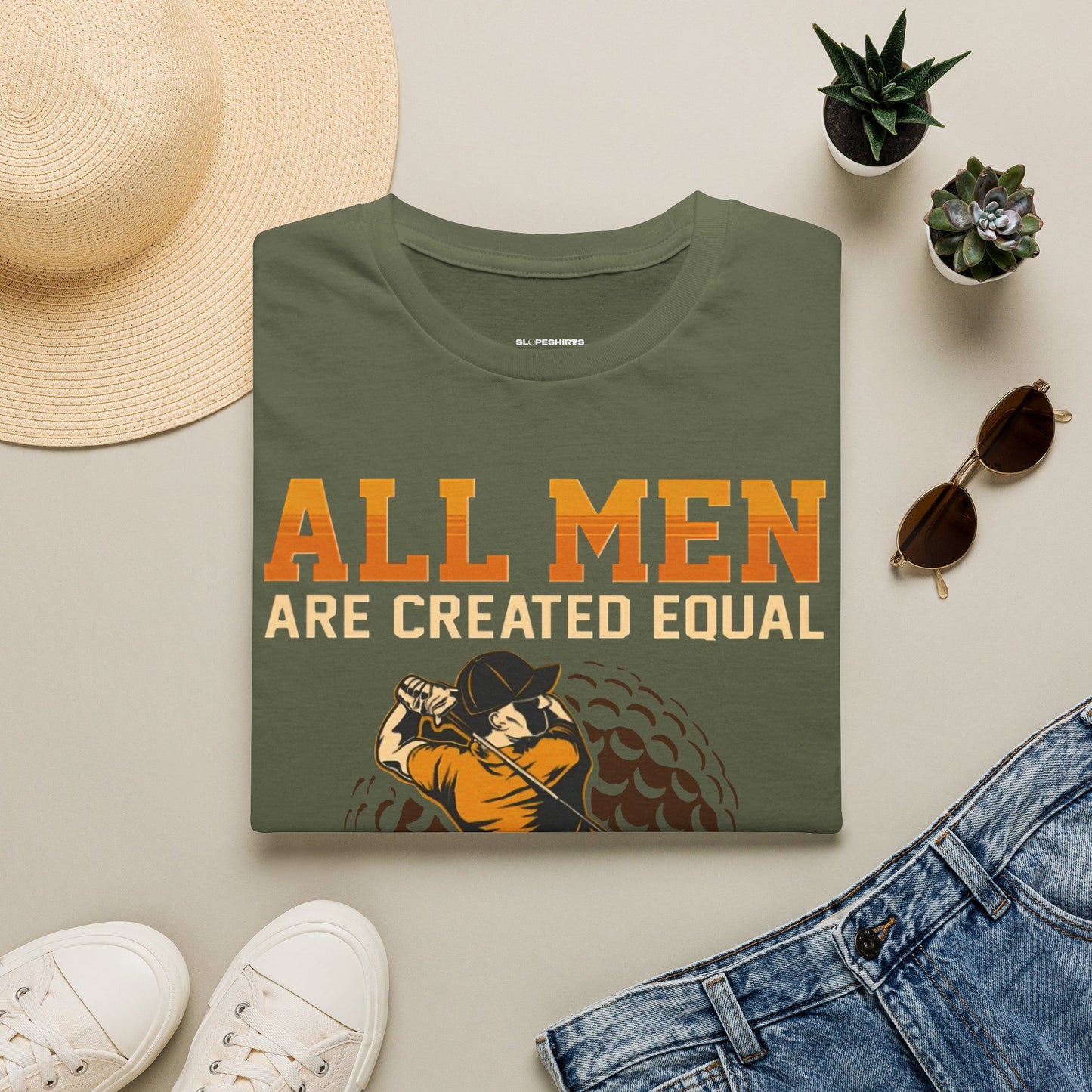 All men are created equal only the coolest become golfers T-shirt