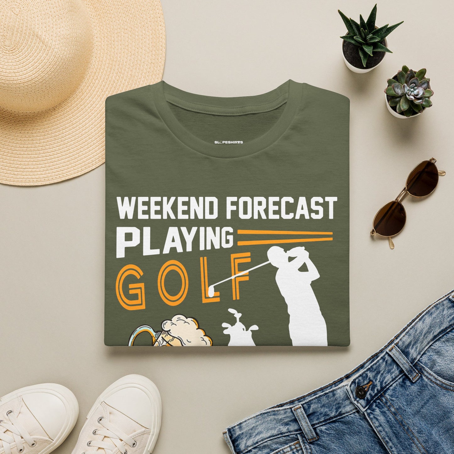 Weekend forecast golf with a chance of drinking T-shirt