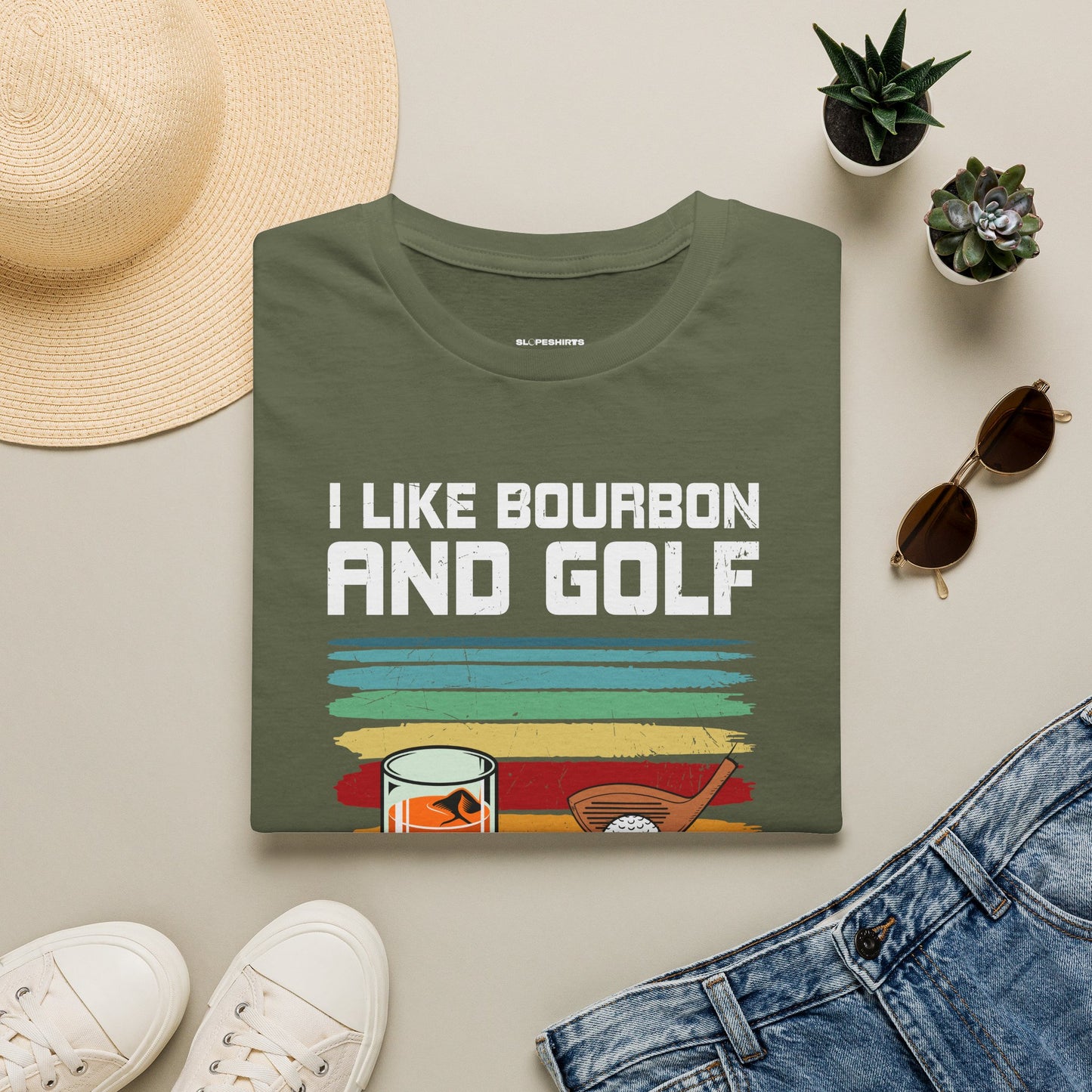 I like bourbon and golf T-shirt
