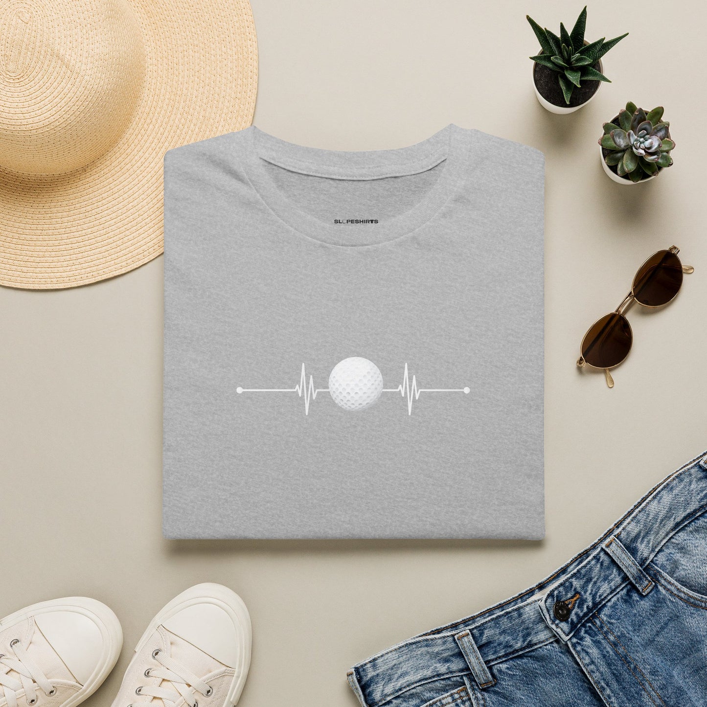 Golf ball heartbeat T-shirt