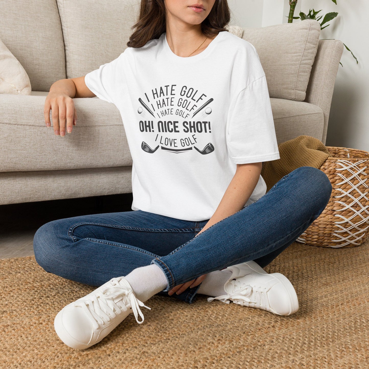 I hate golf oh nice shot I love golf T-shirt
