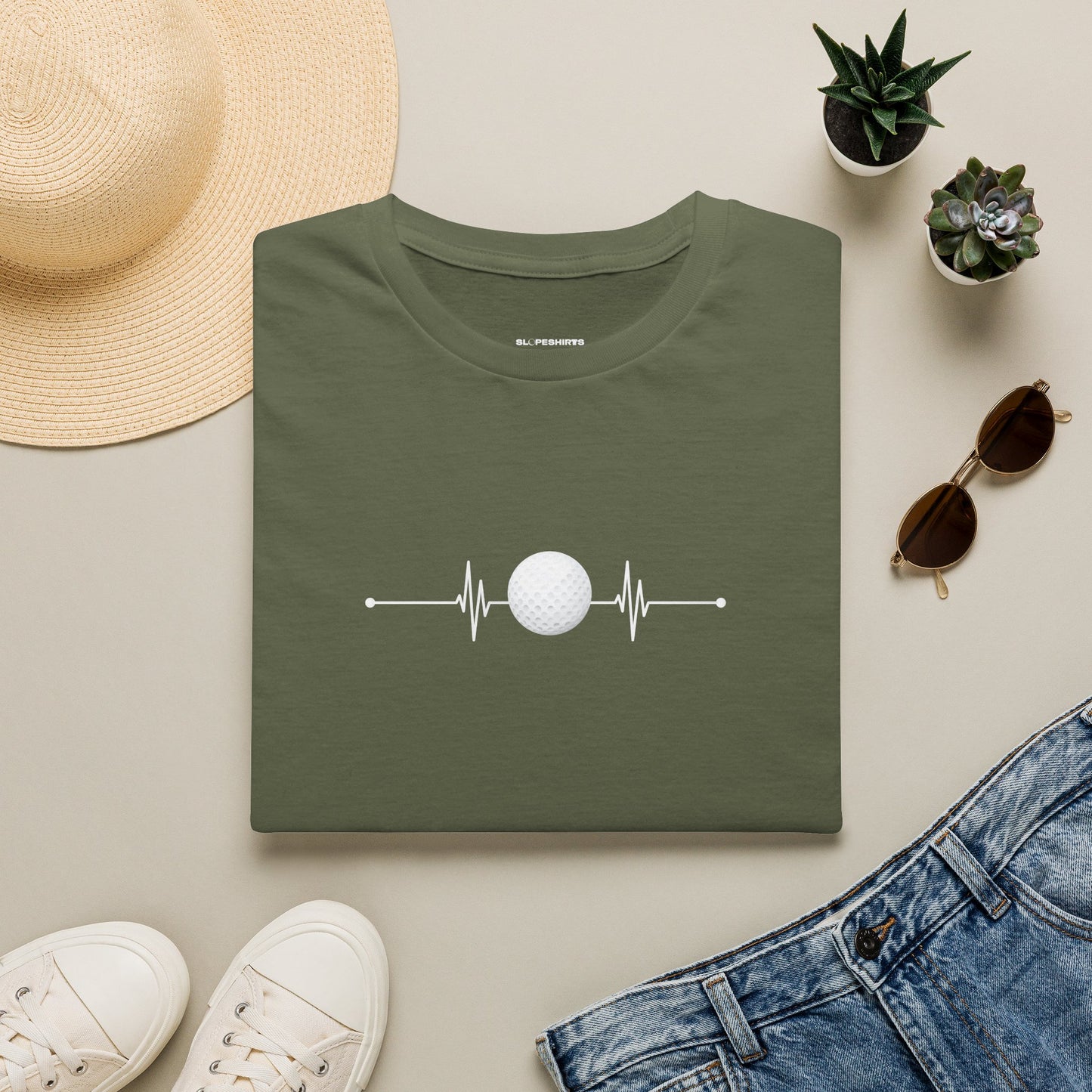 Golf ball heartbeat T-shirt