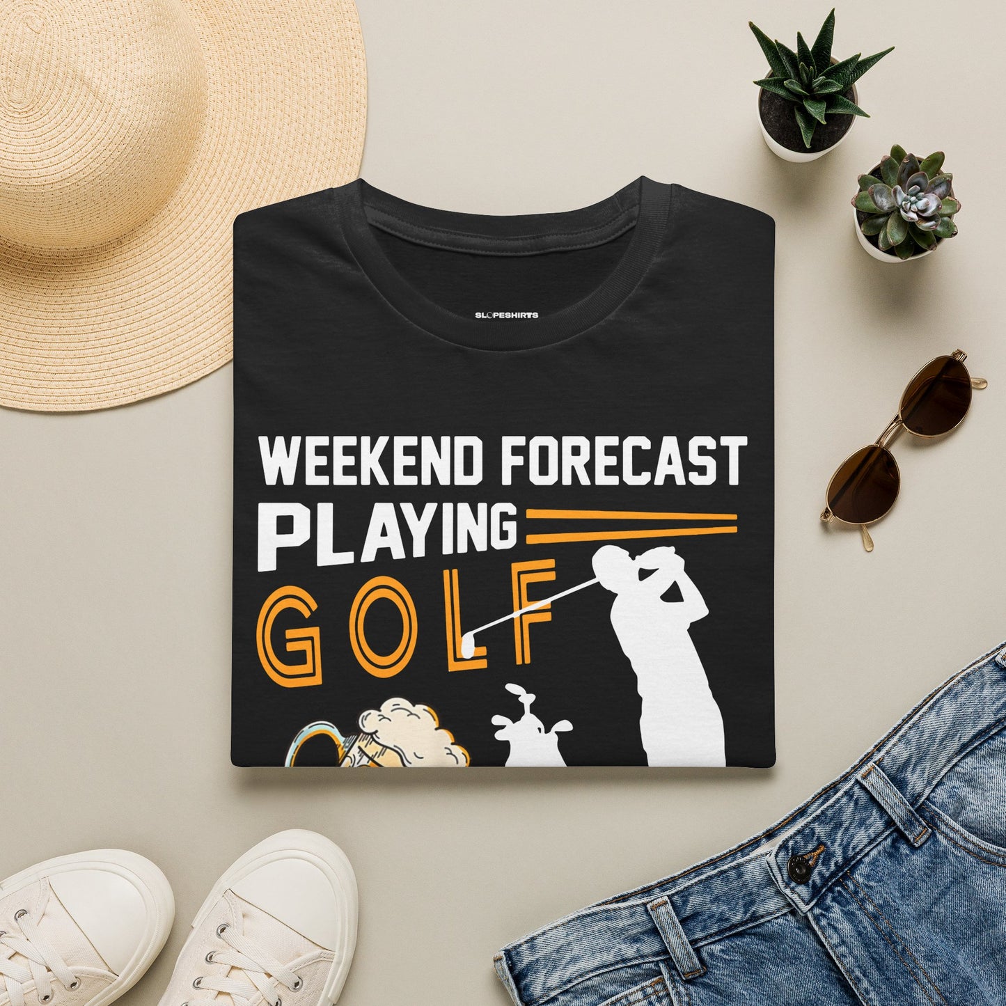 Weekend forecast golf with a chance of drinking T-shirt