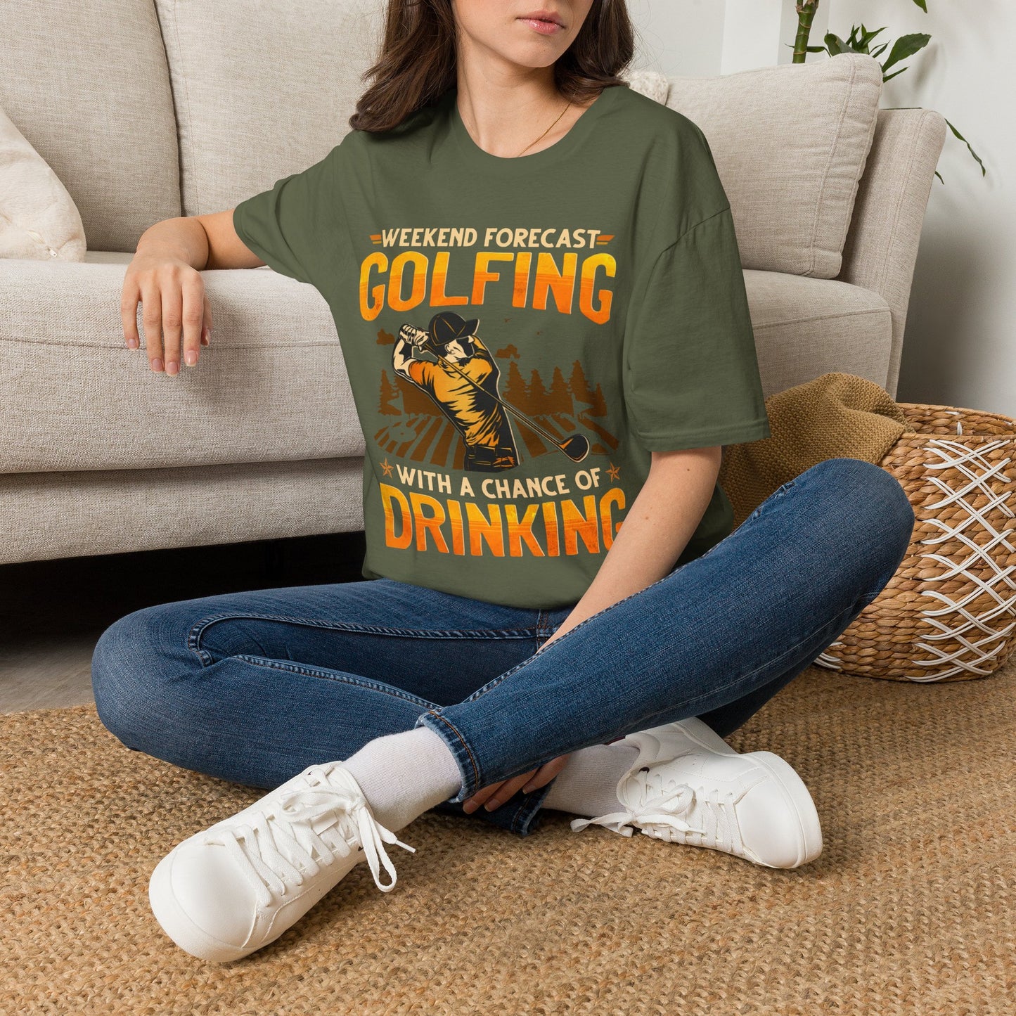 Weekend forecast golfing with a chance of drinking T-shirt