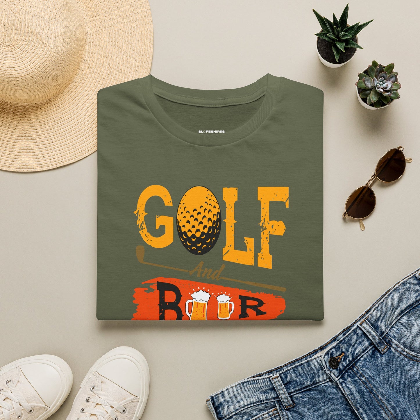 Golf and beer, thats why im here T-shirt
