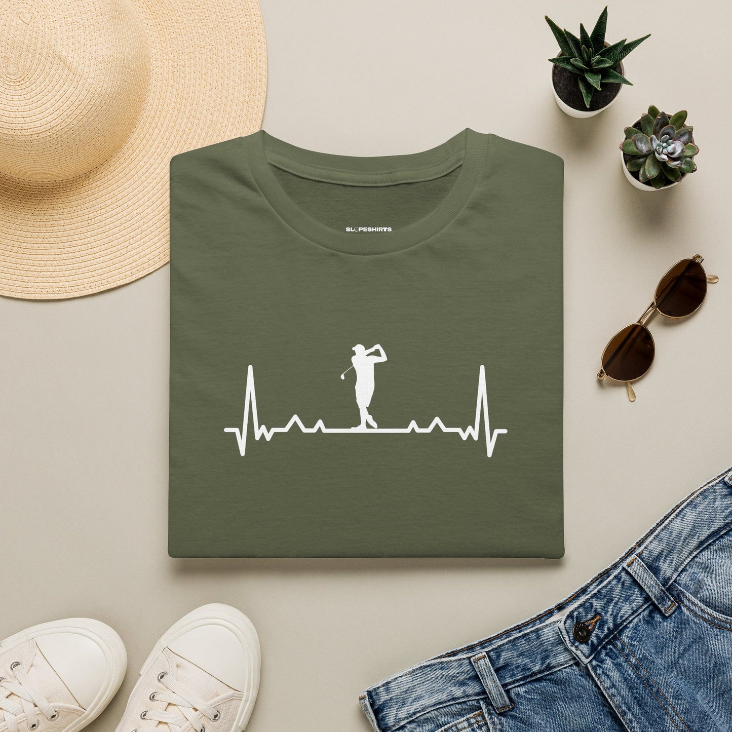 Golf heartbeat T-shirt
